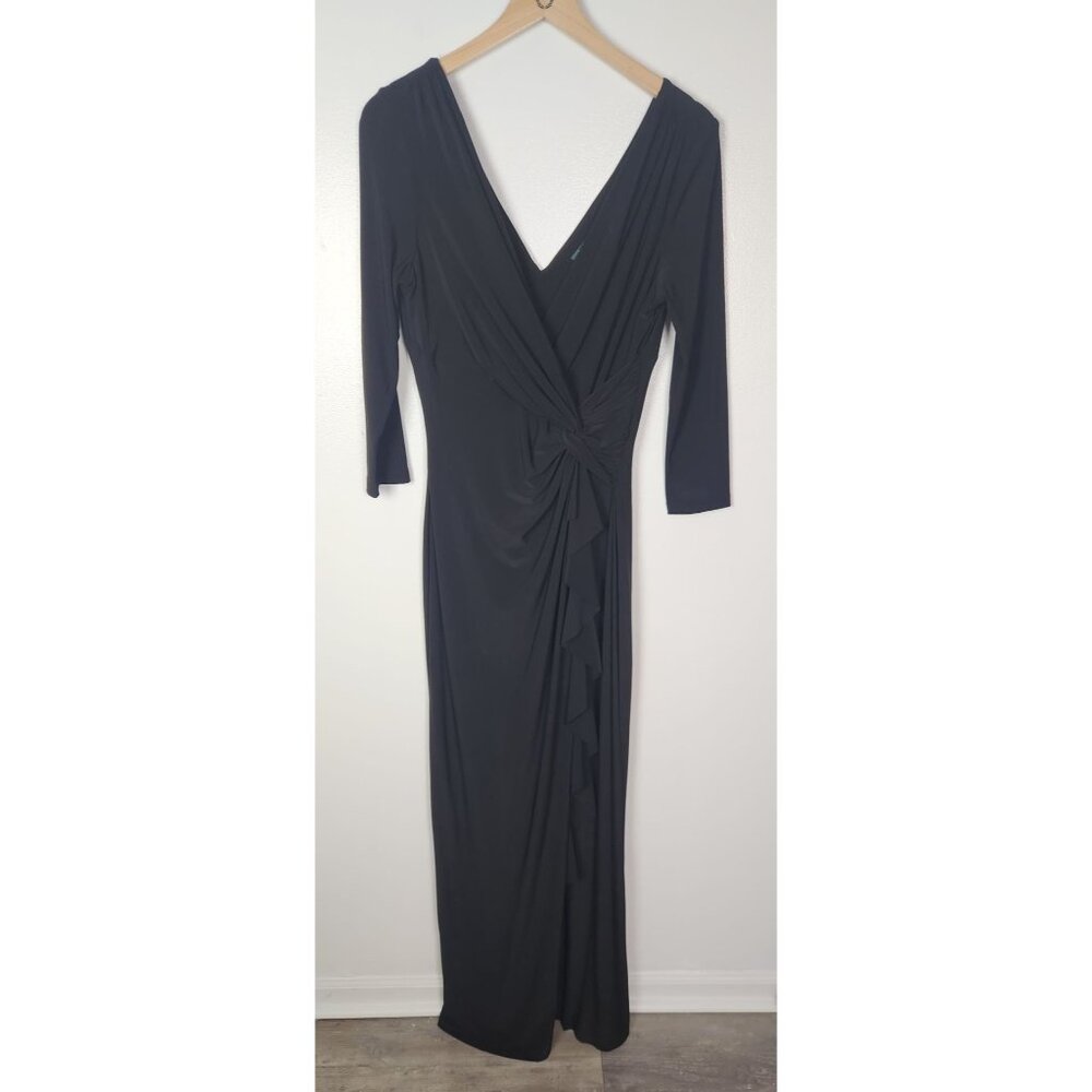 Lauren Ralph Lauren Evening Women's Sz. 8 Black Maxi Ruffle Dress